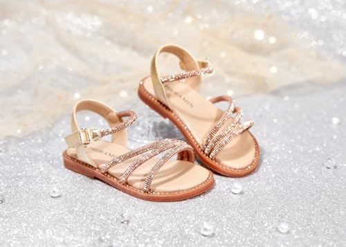Image of PHIRAMIN Toddler Girl Sandals - Flower Girl Dress Shoes Open Toe Little Kid Flats