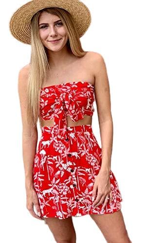 Mink Pink RED/White Sahara Breeze Mini Skirt, US Small