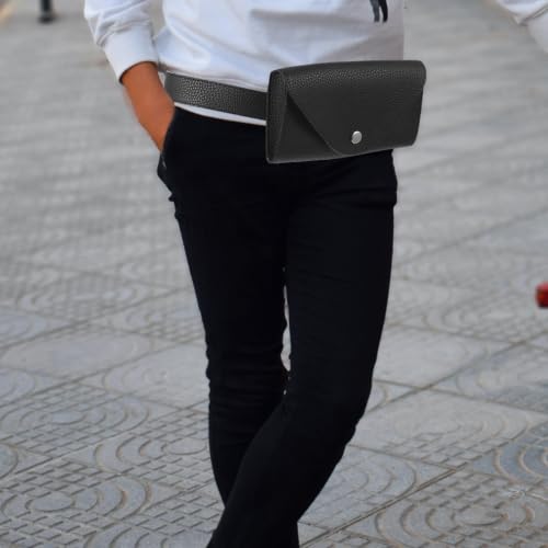 FRCOLOR Sac Ceinture Femme en PU Noir Mini Sac Banane Compact Et LéGer avec Ceinture Amovible Pochette TéLéPhone Pratique pour Sorties Quotidiennes Et ÉVéNements – vue 7