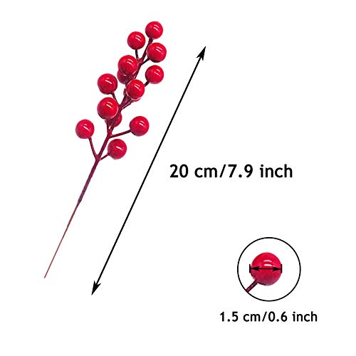 image for Xilanhhaa Artificial Red Berry Stems,24 Pcs Artificial Christmas Berri