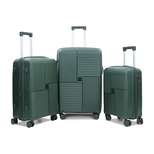Image of AMERICAN TRAVELLER Explore Luggage Trolley Bags | Set of 3 | Polypropylene Durable Hard Shell | TSA Type Lock | 360 Disc Spinner Wheels | Expandable Suitcase | Telescopic Handle.