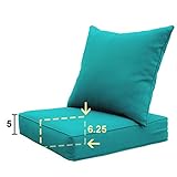 SewKer Outdoor/Indoor 24Lx24W Chair Cushion Set, All Weather Spring/Summer Deep Seat Patio Furniture Replacement Cushions Set(Back and seat) - Teal