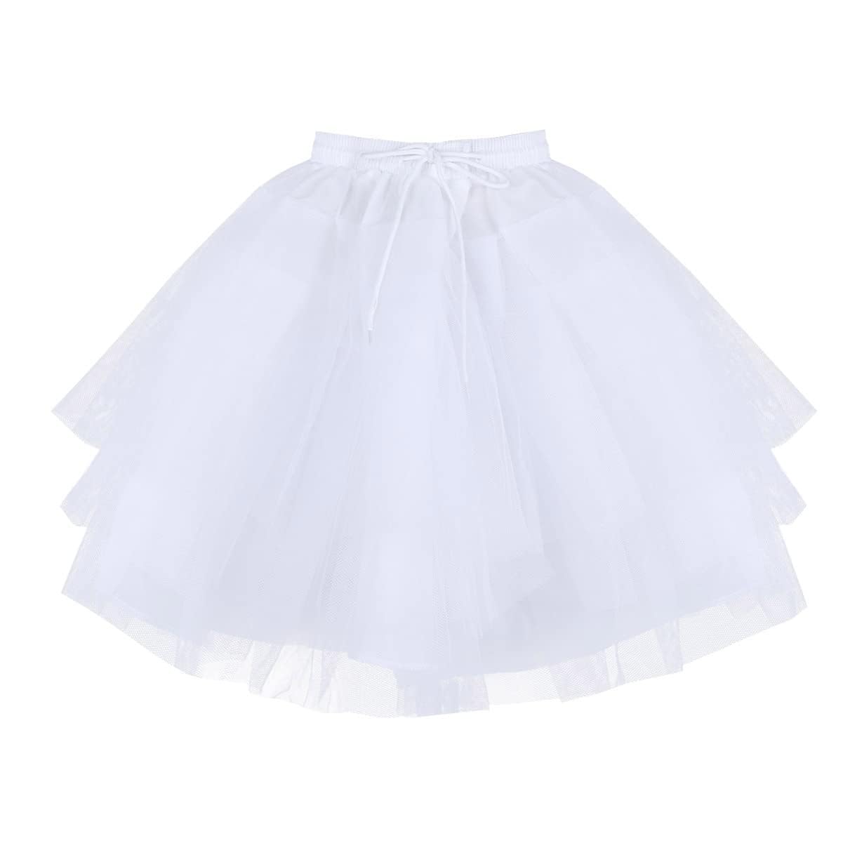 Enagua Crinolina 3 Aros Corto Flores Elástica Falda Vestido Novia Blanco 35CM