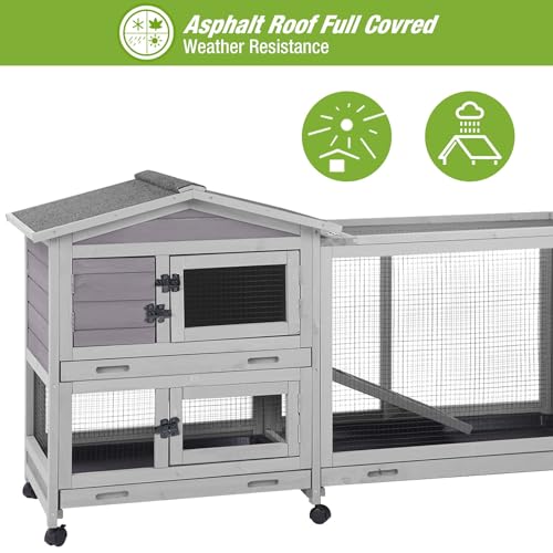 Gutinneen Outdoor Rabbit Hutch Indoor Bunny On Wheels Large Guinea Pig Cage With Run For Any Small Animals,Removable Pull Out Tray… thumb #3