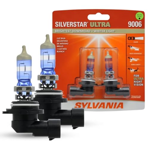 SYLVANIA - 9006 SilverStar Ultra - High Performance Halogen Headlight Bulb, High Beam, Low Beam and Fog Replacement Bulb, Brightest Downroad with Whiter Light, Tri-Band Technology (Contains 2 Bulbs)