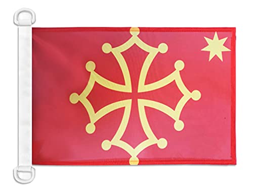AZ FLAG Bandiera Navale Occitania Con Stella 45x30cm - Bandiera Maritima Occitana 30 x 45 cm speciale Nautismo, Padiglione Nautico