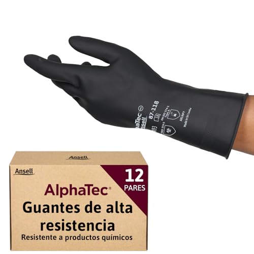 Guantes de látex Ansell AlphaTec 87-118 negros talla M para seguridad industrial