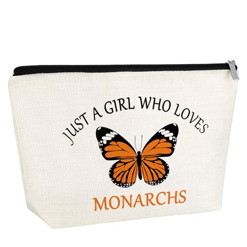 Butterfly Makeup Bag For Women Monarch Butterfly Lover Gift Cosmetic Bag Animal Lover Gift for Friends Funny Birthday Christmas Gift for Her Sister Inspirational Gift for Coworker Zipper Travel Pouch