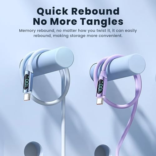 Image of iFAST Digital Display Type-C to Type-C Cable Cable | 100W Fast Charging, 480Mbps Data Transfer Speed | Compatible With MacBook, iPad, Galaxy, Pixel, Switch (1 Mtr, Pink)