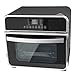 Slabo 3en1 Horno Multifunción Aire Caliente Deshidratador 15 litros | 1600 Watt Mini Horno Aire Caliente Freidora con tecnología de Aire Caliente circulante hasta 240°C - Acero Inoxidable Negro