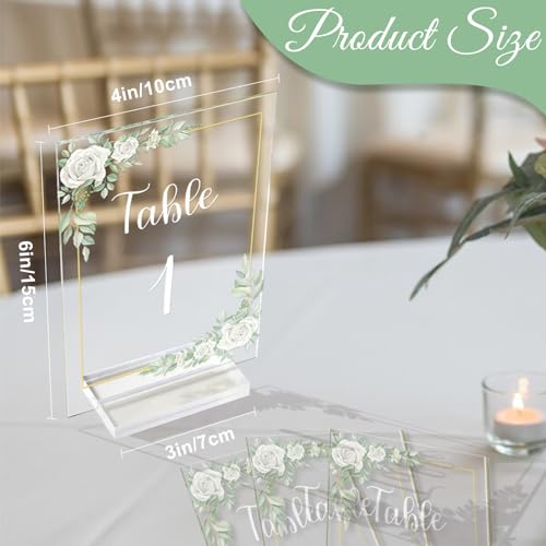 Ourwarm H-XWK-CFX-BMG#20 White Rose Acrylic Wedding Table Numbers 1-20 thumb #1