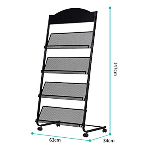 GENMO Stehender Zeitschriftenständer Informationsständer Lagerregal Zeitungsständer Display Rack Manuelles Buchregal Einzelseite Einfaches Eisen (Schwarz)