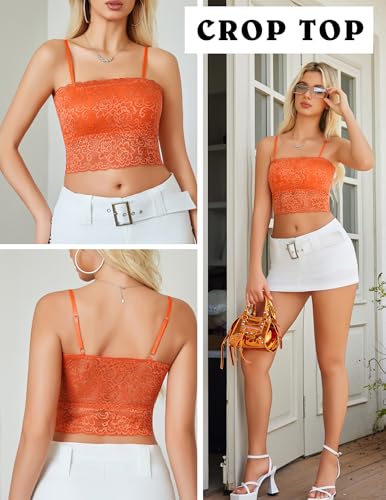 Image of Avidlove Bralettes for Women Lace Spaghetti Strap Tank Top Tube Slim Basic Camisole