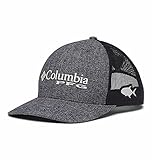 Columbia womens Pfg Mesh Logo Snap Back Ball Cap, Breathable, Adjustable , Grill Heather/Black/Fish...