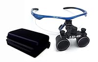 BONEW Fernglaslupe, 2,5-fache Lupe, 420 mm Arbeitsabstand, blau, Glaslinse, Kunststoffrahmen mit Antifog, DY-101, praktische Schutztasche