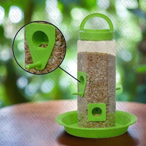 Image of Bird Feeder Water & Food Tray with Nest | Hanging Balcony Bird Feeder for Home Garden | Attracts Sparrows, Parrots, and More - Ideal for Outdoor Use (Food Feeder)