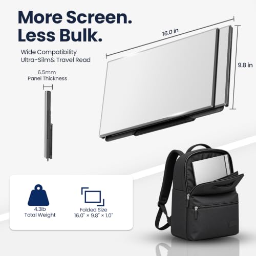 16" Laptop Screen Extender, Dual 1200P IPS Displays, No Clamps, Ultra-Slim - image 8
