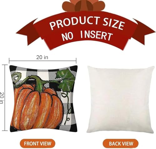 Image of PSDWETS Fall Decor Pillow Cover 18x18 Set of 4,Hello Fall Pumpkin Decorations Cushion Cover,Thanksgiving Home Decorative Pillows