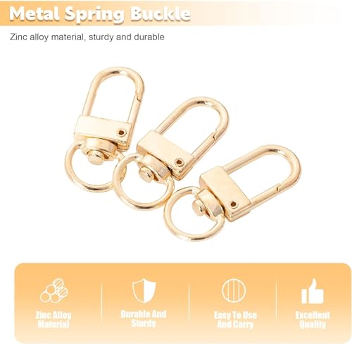 Image of Tia Strap Buckles Metal Clasps Lobster for Handbag, Spring Ring, Purse Dog Hook, Key Chain Swivel Trigger Snap Hook DIY and Purse Making Accessories (Golden Push Gate Hook Swivel-Premium-33x10mm, 6)