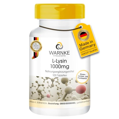 Lysin Tabletten - 1000mg - vegan - 100 Tabletten - Aminosäure | Warnke Vitalstoffe - Deutsche Apothekenqualität