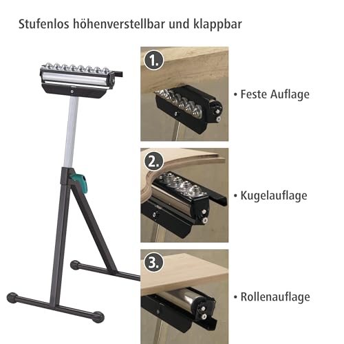 wolfcraft Rollenbock 3-in-1 – Auflagebock & Kugelauflage, 630–1000 mm – Ansicht 2