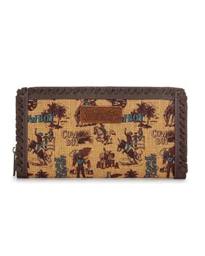 Image of Montana West X Warngler Western Cowboy Wallets for Women Large Capacity Bifold Wallet, Card Cases & Money Organizers Ladies Female Clutch Phone Wallets Yellow with ID Window