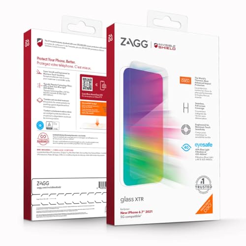 ZAGG InvisibleShield XTR Glass Screen Protector for iPhone 13 Pro Max and iPhone 14 Plus - Max Scratch & Impact Resistance with D3O, Touch Sensitive, Gaming Optimized, Blue Light Filteration - Clear