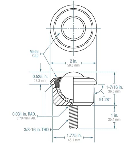 SHDBT-1-3/16CS/SS Hudson Bearing Stud-Mounted Heavy Duty Ball Transfer, 750 lbs Capacity
