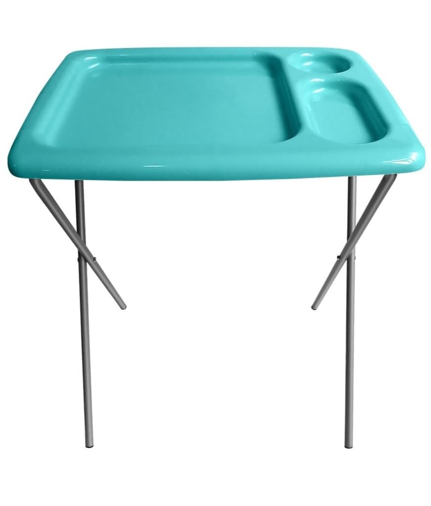 Folding TV Tray Table, Portable, Sturdy, Turquoise (Single)