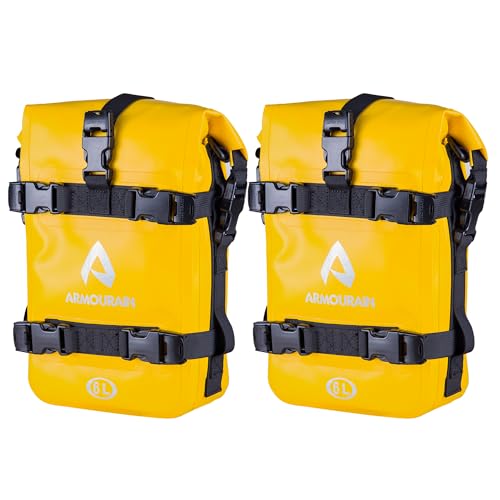 Sacoches de réservoir étanches 12L en jaune haute visibilité pour moto et quad