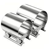 Dianrui 2PCS 1.75' Butt Joint Stainless Steel Clamp Band; 1.75 inch Universal Widening Clamp Fit for Exhaust...