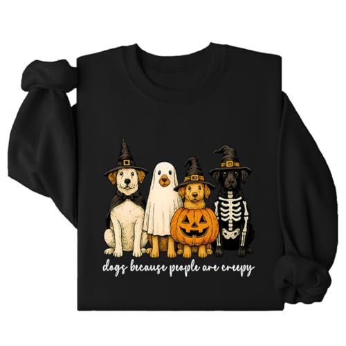 Dogs Because People Are Creepy Sweatshirt Halloween Ghost Witch Golden Retriever Shirt