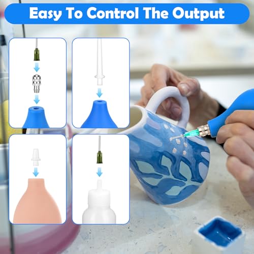 98 PCS Pottery Tools Supplies Precision Tip Applicator, Clay Slip Trailing Bottles with Needles Glaze Brushes, Ceramic Tool Set with Squeeze Graduated Bottle for Glaze