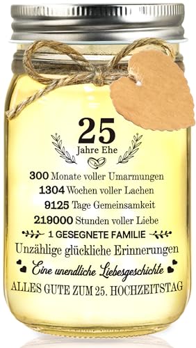 Hiipeefeel Silberhochzeit Geschenk Geldgeschenke, LED Flaschenlicht, 25 Hochzeitstag für Paare Ehemann Ehefrau Frauen Männer, 25 Jahrestag Hochzeitstag Geschenk