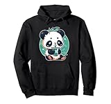 kawaii cute anime panda drinking bubble boba tea girls teens felpa con cappuccio