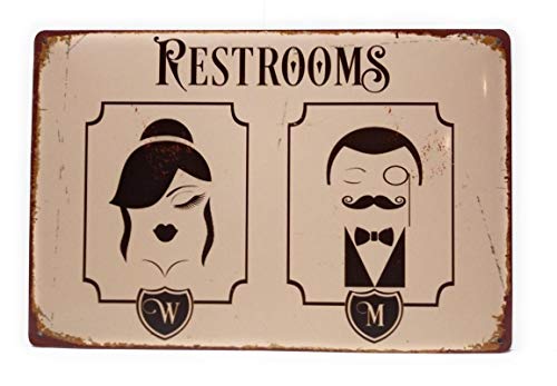 DRD&M Restrooms Metal Sign Retro Plaque Decorative Sign for Business Bathroom Home Decor 8x12 Inches TSC283