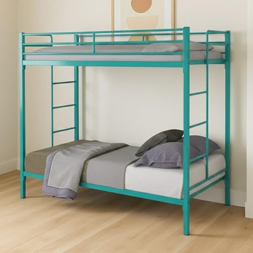 Image of Pilio Twin Over Twin Metal Bunk Bed | Bunk Bed Without Storage for Kids & Adult | Double Decker Bed for Kids Room| Space-Saving Twin Bunk Room| Bunker Bed Frame (Mattress Not Included)