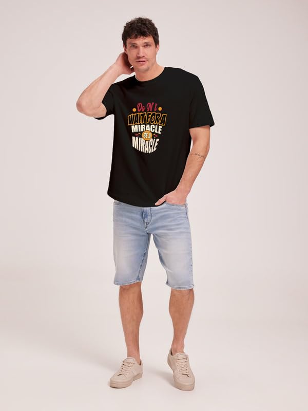 Image of JUARI BE A GENTLEMAN Men's Printed Cotton T-Shirt - Round Neck, Regular Fit, Soft & Comfortable - Trendy Casual Half Sleeve T-Shirt for Everyday Wear - Stylish & Breathable Fabric for All-Day Comfort