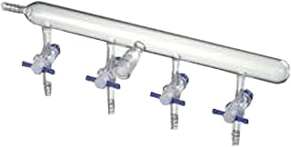 M531042 Synthware Nitrogen/Argon Manifold, PTFE Stopcock, Ports 4, Stopcock Bore 2mm, Left Hose Connection
