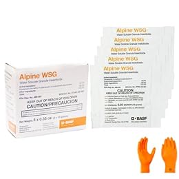 Alpine WSG Insecticide: 1 Box with 5 x 10g Packets and USA Supply Protective Gloves & Pest Identifcation Card | Target Pests: Ants, German roaches, Bed Bugs for Indoor & Outdoor use.