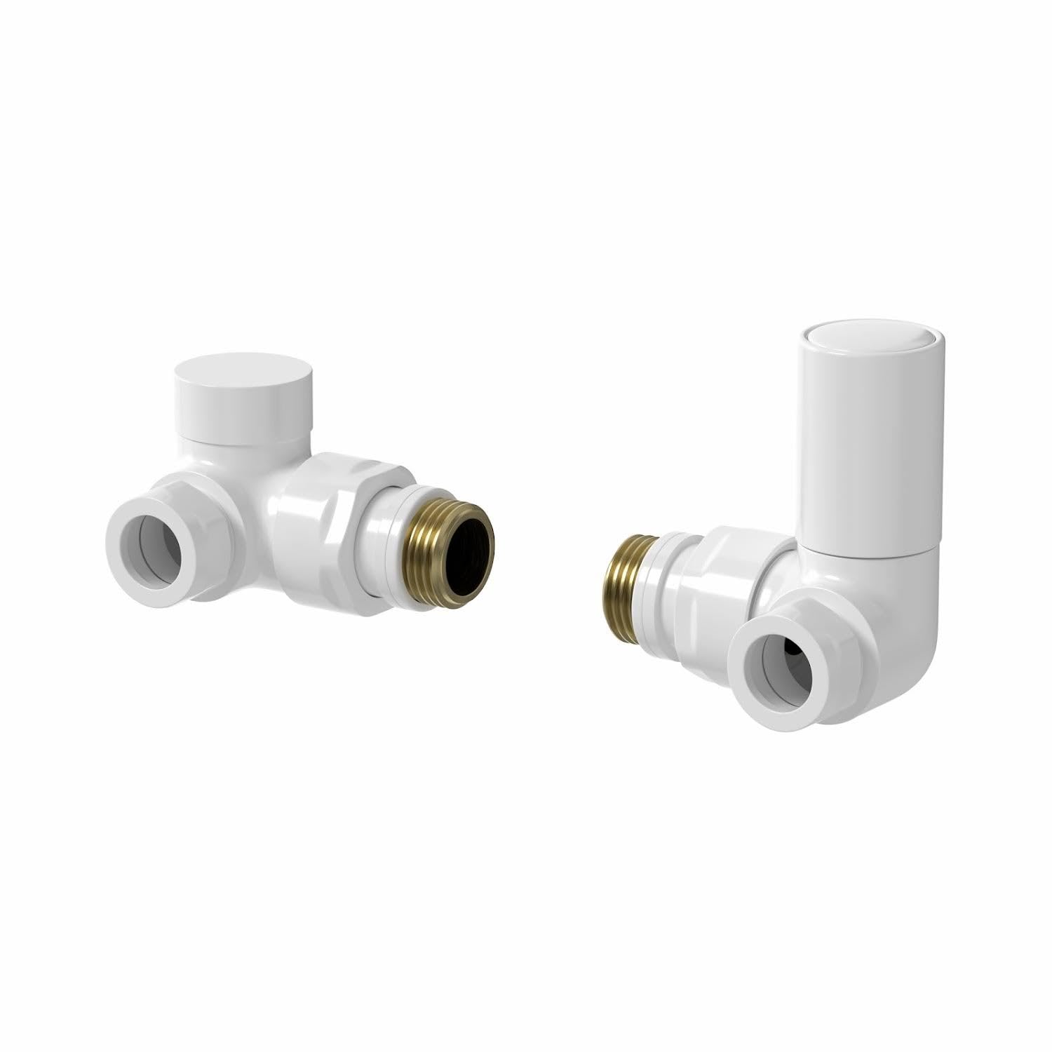 Duratherm White Duratherm® Manual Corner Towel Radiator Valve Set, 15Mm Central Heating Valves For Radiators, Round