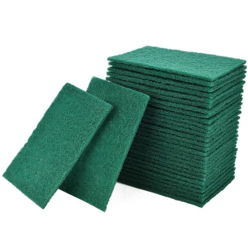 Hampine Pack of 10 Cleaning Scourer Pads for Kitchen, Households, Dishes & Bathroom, Non Scratch Scourer Dish Pads, Green Scrubber Sponge