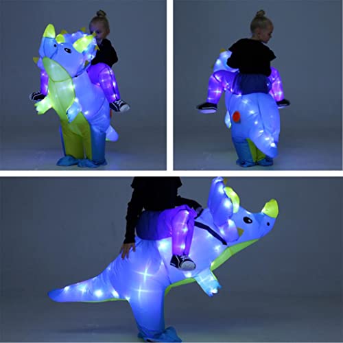 Disfraz Inflable Infantil Dinosaurio Triceratops Azul miniatura 2