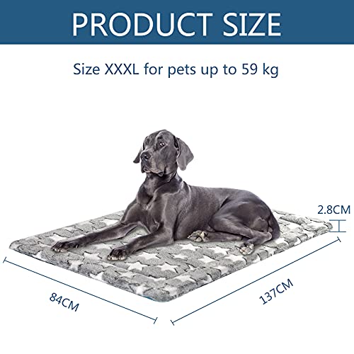 KROSER Große waschbare Hundematte 137 x 84 cm, Hundedecke, Sommer- und Winter-Hundepolster, gepolstertes Hundebett, geeignet für mittelgroße Hunde mit einem Gewicht von bis zu 59 kg