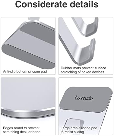 Luxtude Heavy Duty Aluminum iPad Stand for Desk, Height & Angle Adjustable iPad Pro Stand, Desktop Tablet Stand Holder Compatible with iPad Pro 12.9, Air Mini, iPhone, Samsung, More 4 -13.5 in Devices