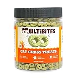 MULTIBITES 8 oz Cat Grass Treats Hairball Control Catnip Flavor Healthy Cat Snacks Training Biscuits Cat Treats