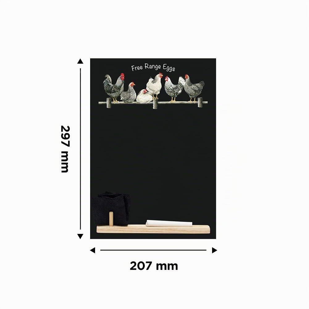 Tableaux Noirs UK Vintage Coffee Shop 'Petit Memo Tableau Noir' de Cuisine avec Plateau, Pièce d'Craie et Feutre Gomme Motif Cabine. Gamme, Bois, Noir, 29.7 x 20.7 x 1 cm