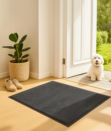 KAMACA Schmutzfangmatte 60x80 cm groß Saugfähige Türmatte für Innen und Überdachten Außenbereich rutschfeste Sauberlaufmatte hohe Schmutzaufnahme Saugmatte Haustür Flur (60x80 cm schwarz) KAMACA Schmutzfangmatte 60x80 cm groß Saugfähige Türmatte für Innen und Überdachten Außenbereich rutschfeste Sauberlaufmatte hohe Schmutzaufnahme Saugmatte Haustür Flur (60x80 cm schwarz)