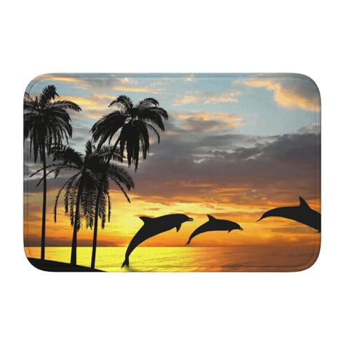 玄関マット ハワイ 海 空 イルカ バスマット 室内 屋外 足拭きマット カーペット おしゃれ 北欧 滑り止め付き 洗える ベットルーム 浴室 台所 寝室 業務用 家庭用 40×60cm