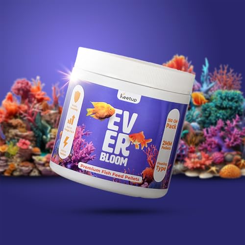 Image of EverBloom Premium Fish Food Pellets (2MM) Fortified with BSFL Protein, Omega 3 & 6, Calcium & Immunity Boosters | No Artificial Colours | Floating Pellets for All Aquarium Fish (150g)